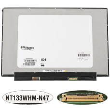 Матрица 13.3" NT133WHM-N47 (1366*768, 30pin(eDP), LED, SLIM(без планок и ушек), матовая, разъем справа внизу) для ноутбука