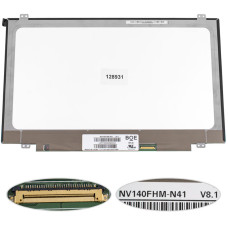 Уценка! матрица 14.0" NV140FHM-N41 (1920*1080, 30pin(eDP, 250cd/m2 (!!!),  IPS), LED, SLIM (вертикальные ушки), матовая, разъем справа внизу) для ноутбука