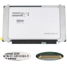 Уценка! матрица 14.0" B140HAN04.0 (1920*1080, 30pin(eDP, IPS, 250cd/m2, 45% NTSC), LED, SLIM (вертикальные ушки), матовая, разъем справа внизу, дп=220 (narrow border)) для ноутбука