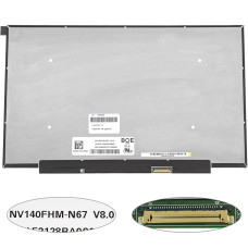 Матрица 14.0" NV140FHM-N67 (1920*1080, 30pin(eDP, IPS, 250cd/m2, 16.7M, 45% NTSC), LED, SLIM (без планок и ушек), матовая, разъем справа внизу, дп=155мм, (narrow border)) для ноутбука