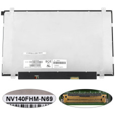 Матрица 14.0" NV140FHM-N69 (1920*1080, 30pin(eDP, IPS, 400cd/m2, 100% sRGB), LED, SLIM (вертикальные ушки), матовая, разъем справа внизу, дп=220 (narrow border)) для ноутбука