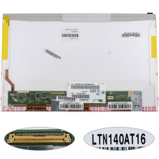 Матрица 14.0" LTN140AT16 (1366*768, 40pin, LED, NORMAL, глянцевая, разъем слева внизу) для ноутбука (renew)