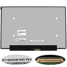 Матрица 14.0" NV140WUM-N45 (1920*1200, 30pin(eDP, IPS), LED, SLIM (без планок и ушек), матовые, разъем по-центру внизу) для ноутбука