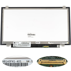 Матрица 14.0" HB140FH1-401 (1920*1080, 30pin(eDP, 220cd/m2 (!!!)), LED, SLIM (вертикальные ушки), матовая, разъем справа внизу) для ноутбука (renew)