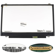 Матрица 14.0" N140HGE-EA1 (1920*1080, 30pin(eDP, 300cd/m2 (!!!)), LED, SLIM (вертикальные ушки), матовая, разъем справа внизу) для ноутбука (renew)