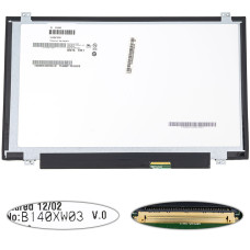 Матрица 14.0" B140XW03 V.0 (1366*768, 40pin, LED, SLIM (вертикальные ушки), глянцевая, разъем справа внизу) для ноутбука (renew)