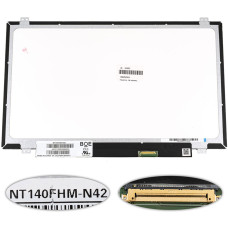 Матрица 14.0" NT140FHM-N42 (1920*1080, 30pin(eDP, 300cd/m2 (!!!)),   LED, SLIM (вертикальные ушки), матовая, разъем справа внизу) для ноутбука (renew)