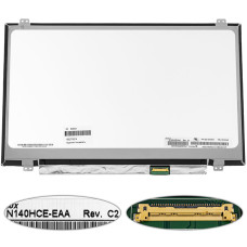 Матрица 14.0" N140HCE-EAA (1920*1080, 30pin(eDP, 250cd/m2 (!!!),  IPS), LED, SLIM (вертикальные ушки), матовая, разъем справа внизу) для ноутбука (renew)