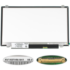Матрица 14.0" NV140FHM-N41 (1920*1080, 30pin(eDP, 250cd/m2 (!!!),  IPS), LED, SLIM (вертикальные ушки), матовая, разъем справа внизу) для ноутбука (renew)