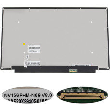 Матрица 15.6"  NV156FHM-N69 (1920*1080, 30pin(eDP, 300cd/m2 (!!!), IPS, цвет 16.2M, 100% sRGB), LED, SLIM(без планок и ушек), матовая, разъем справа внизу) для ноутбука