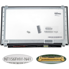Матрица 15.6" NT156FHM-N41 (1920*1080, 30pin(eDP, 220cd/m2, 45/45/20/40(углы)), LED, SLIM(вертикальные ушки), матовая, разъем справа внизу) для ноутбука (renew)