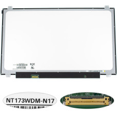 Матрица 17.3" NT173WDM-N17 (1600*900, 30pin(eDP), LED, SLIM(вертикальные ушки), глянец, разъем слева внизу) для ноутбука