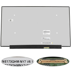 Матрица 17.3" NE173QHM-NY7 (2560*1440, 40pin(eDP, IPS, 165Hz, 400 cd/m? 100% DCI-P3), LED, SLIM(без планок и ушек), матовая, разъем справа внизу) для ноутбука