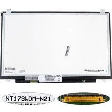 Матрица 17.3" NT173WDM-N21 (1600*900, 30pin(eDP), LED, SLIM(вертикальные ушки), матовая, разъем слева внизу) для ноутбука (renew)