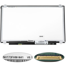 Матрица 17.3" NV173FHM-N41 (1920*1080, 30pin(eDP, IPS, 300cd/m2, цветопередача 72%), LED, SLIM(вертикальные ушки), матовая, разъем слева внизу) для ноутбука