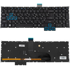 Клавиатура для ноутбука ACER (Predator PH517-52) rus, black, без фрейма, подсветка клавиш (RGB)