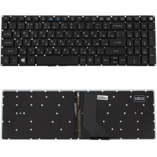 Клавиатура для ноутбука ACER (E5-522, E5-573) rus, black, без фрейма, подсветка клавиш