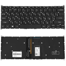 Клавиатура для ноутбука ACER (AS: SP513-52) rus, black, без фрейма, подсветка клавиш