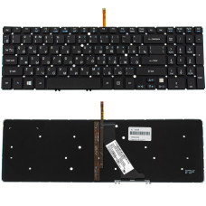 Клавиатура для ноутбука ACER (AS: M3-581, M5-581, V5-531, V5-551, V5-571 series) rus, black, без фрейма, подсветка клавиш