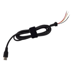 DC кабель (Type-C, USB-C) для блоку живлення (30W, 45W, 65W, 87W, 90W) 3-проводів, 1.2m Black. від блока живлення до ноутбука