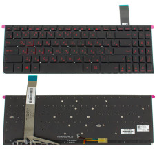 Клавиатура для ноутбука ASUS (X570 series) rus, black, без фрейма, подсветка клавиш (RED)