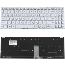 Клавіатура для ноутбуків ASUS X530 series — срібляста, без рамки, з підсвіткою клавіш, розкладка RU