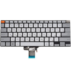 Клавиатура для ноутбука ASUS (X3400, X7400 series), rus, silver, без фрейма, подсветка клавиш (Red Esc)