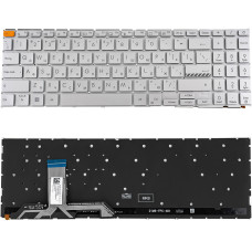 Клавиатура для ноутбука ASUS (X1502 series) rus, silver, без фрейма, подсветка клавиш (Red esc)