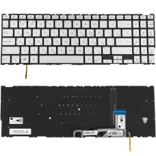 Клавиатура для ноутбука ASUS (UX534 series) ukr, silver, без фрейма, подсветка клавиш (ОРИГИНАЛ)