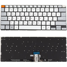 Клавиатура для ноутбука ASUS (X3400, X7400 series), ukr, silver, без фрейма, подсветка клавиш (Red Esc) (ОРИГИНАЛ)