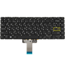 Клавиатура для ноутбука ASUS (E410 series) rus, black, без фрейма, подсветка клавиш (yellow Enter)