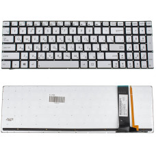 Клавиатура для ноутбука ASUS (G550, N550, N750 series) rus, silver, подсветка клавиш, без фрейма