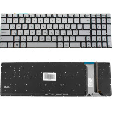 Клавиатура для ноутбука ASUS (N551, N751 series) rus, silver, без фрейма, подсветка клавиш
