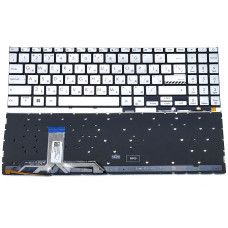 Клавиатура для ASUS Vivobook X1505, X1505VA, X1505ZA, X1602, X1605, X1605VA, X1605ZA (RU Siver с подсветкой)