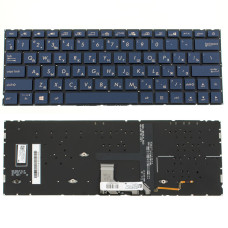 Клавиатура для ноутбука ASUS (UX334 series) rus, blue, без фрейма, подсветка клавиш