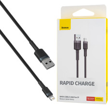 Кабель Baseus Cafule Cable USB to iP 2.4A 1m Gray+Black (CALKLF-BG1)