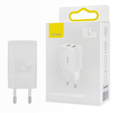 Зарядное устройство Baseus Compact Charger 2U 10.5W EU White (2USB) (CCXJ010202)