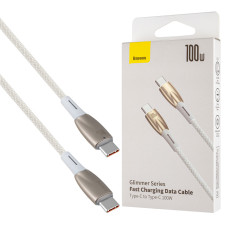 Кабель Baseus Glimmer Series Fast Charging Data Cable Type-C to Type-C 100W 1m White (CADH000702)