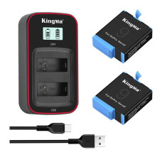 BestBatt 3-Pack KingMa GoPro SPBL1B для Hero 9 HERO9 Black (2 акб KingMa SPBL1B та 1 зу на дві батареї)