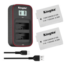 BestBatt 3-Pack KingMa Canon LP-E8 (2 акб KingMa LP-E8 та 1 зу на дві батареї)