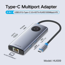 BestBatt Type-C - USB 3.0 ×2 + Type-C + HDMI + PD + Gigabit RJ45 6-в-1 адаптер Mindpure (HU009)