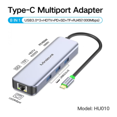 BestBatt Type-C - USB 3.0 ×3 + HDMI + PD + SD + TF + Gigabit RJ45 8-в-1 адаптер Mindpure (HU010)