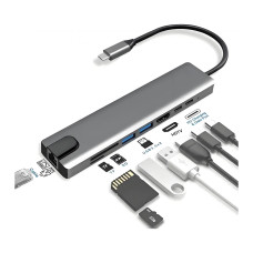 BestBatt Type-C хаб Mindpure  8-в-1 HDMI + USB 3.0 + USB 2.0 + PD + RJ45 + SD + TF