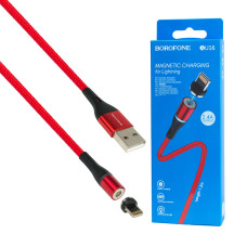 Кабель BOROFONE BU16 Skill magnetic, USB to Micro, 1.2m, nylon braid, aluminum alloy connectors, Red