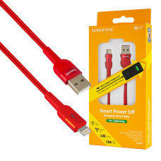 Кабель BOROFONE BU17 USB to iP, 2.4A, 1m, Red