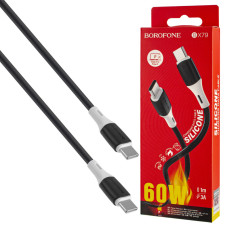 Кабель BOROFONE BX79 Type-C to Type-C, 3A, 60W, silicone connectors, Black (6974443384802)