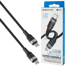 Кабель BOROFONE BU35, 60W, Type-C to Type-C 1,2m, black (6974443385342)
