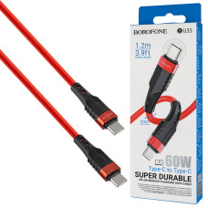 Кабель BOROFONE BU35, 60W, Type-C to Type-C 1,2m, red (6974443385359)