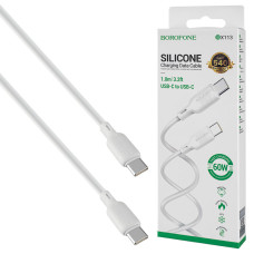 Кабель BOROFONE BX113, Silicone, Type-C to Type-C, 60W, 1m, white (6941991115462)