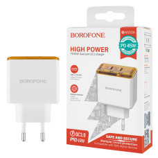 Зарядное устройство BOROFONE BAS33A, 2USB-C, PD/QC45W, white (6941991110719)